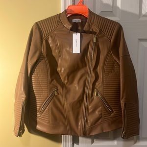 Calvin Klein Womens Leather Jacket Size 0 New